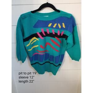 Beldoch Popper Multi Color Sweater 80s 90s Women's Y2k Vintage